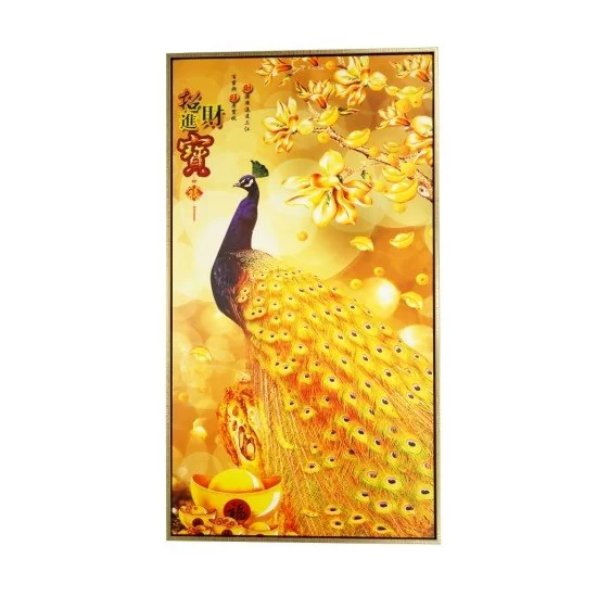 风水画PT00126 : 旺财金雀Prosperous Golden Peacock